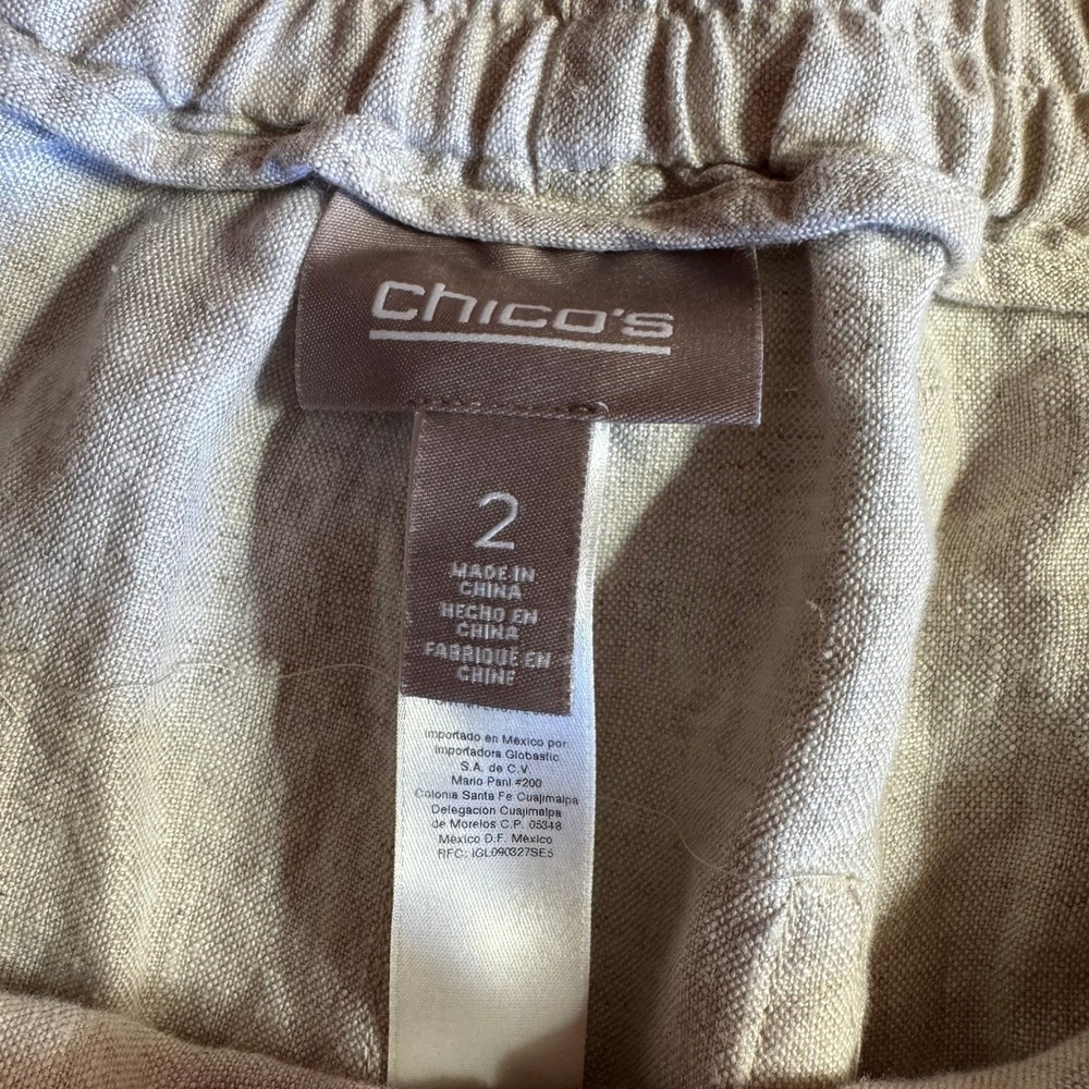 Chico's Wide Leg Linen Pants, Cream, Size 2 (US 12/L) - Picture 7 of 8